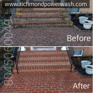 Richmond Power Wash Front Step Cleaning Before and After